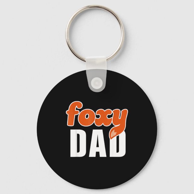 Porte-clés Foxy Dad Shirt Funny Father Gift Cute Fox Cartoon  (Recto)