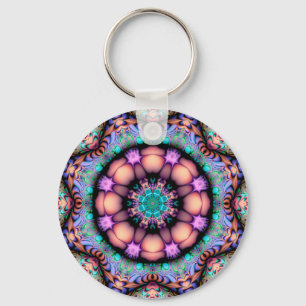 Porte-clés Fractal Mandala Floral Psychedelic Art
