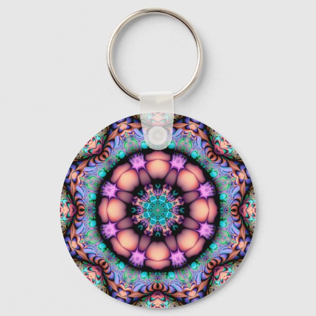 Porte-clés Fractal Mandala Floral Psychedelic Art (Recto)