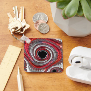 Porte-clés Fractale Abstraite de la spirale rouge