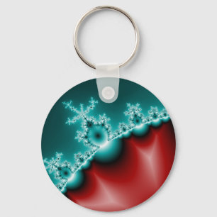 Porte-clés Fractale bleue rouge de Mandelbrot