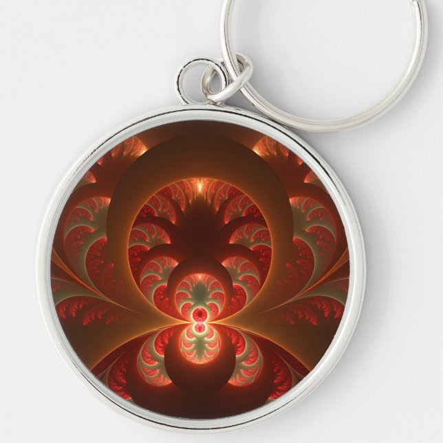 Porte-clés Fractale orange rouge moderne abstraite lumineuse (Devant)