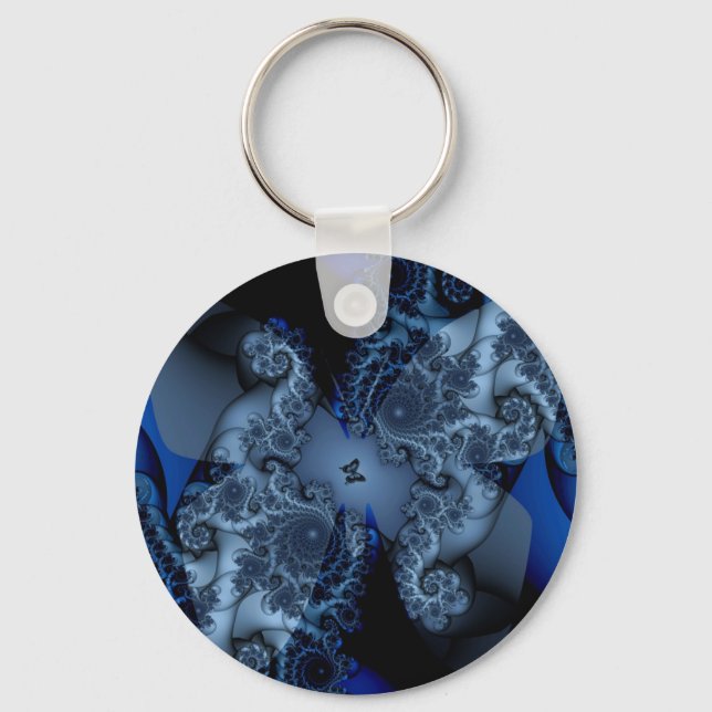 Porte-clés fractale papillon de rêve bleu (Recto)