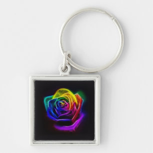 Porte-clés Fractale rose d'arc-en-ciel