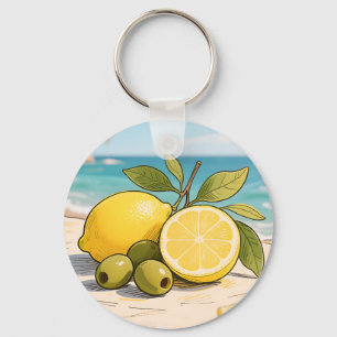Porte-clés Fraîcheur Ensoleillée au Citron et à l'Olive au Bo