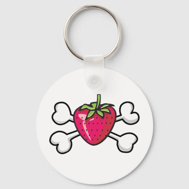 Porte-clés fraise Crâne et os croisés (Recto)
