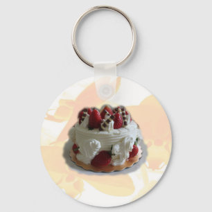 Porte-clés fraise d'anniversaire, gâteau au chocolat