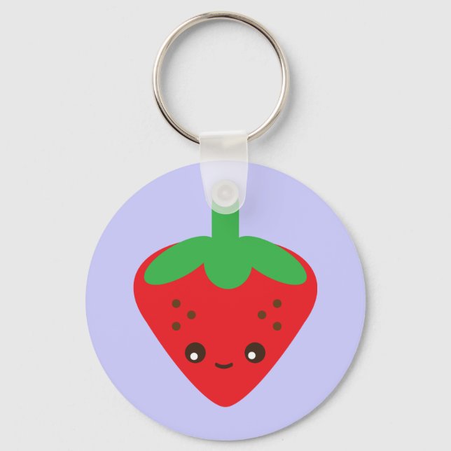 Porte-clés Fraise Kawaii (Recto)