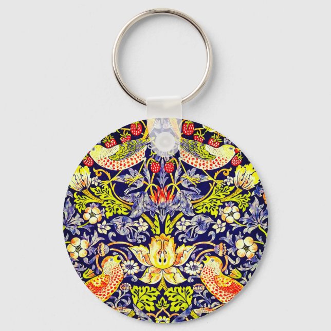 Porte-clés Fraise Thief Oiseaux William Morris (Recto)