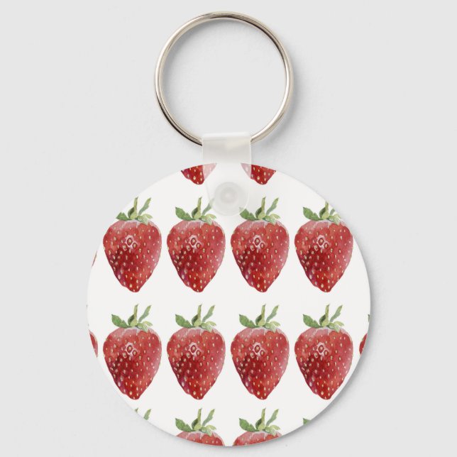 Porte-clés Fraises d'aquarelle : motif transparent (Recto)