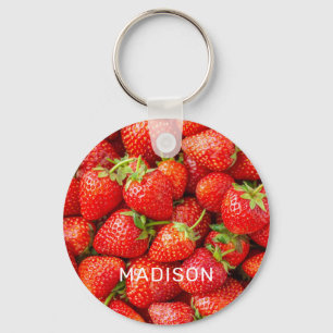 Porte-clés Fraises de nom personnalisé