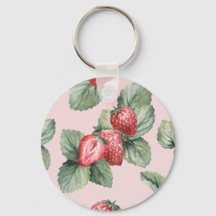 Porte-clés Fraises mûres d'été : Aquarelle rose
