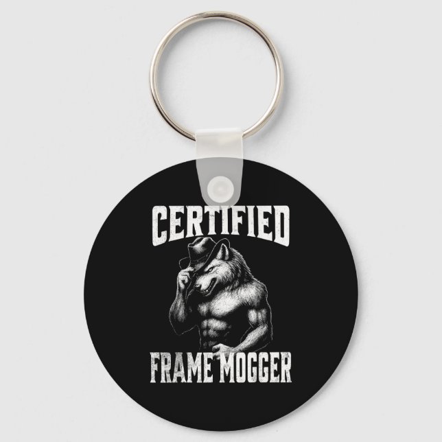 Porte-clés Frame mogging - alpha loup drôle et embarrassant  (Recto)