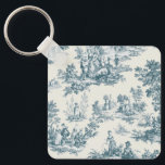 Porte-clés Français toile de jouy sage vert élégant<br><div class="desc">Français toile de jouy sauge verte.</div>