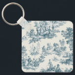 Porte-clés Français toile de jouy sage vert élégant<br><div class="desc">Français toile de jouy sauge verte.</div>