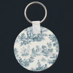 Porte-clés Français toile de jouy sage vert élégant<br><div class="desc">Français toile de jouy sauge verte.</div>