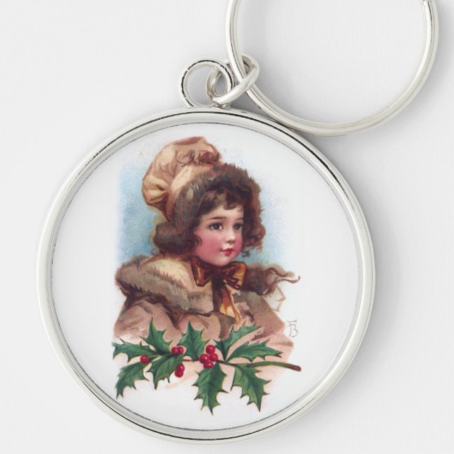 Porte-clés Frances Brundage : Fille d'hiver avec le houx (Devant)