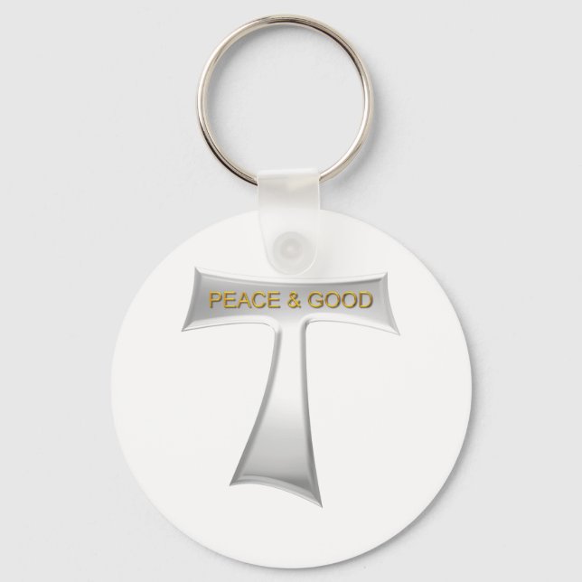 Porte-clés Franciscan Tau Cross Peace and Good Silver & Gold (Recto)