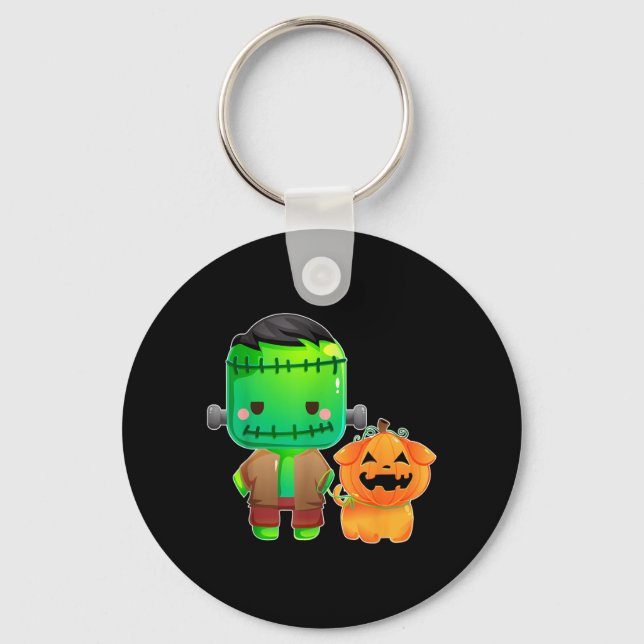 Porte-clés Frankenstein et chien citrouille Halloween (Recto)