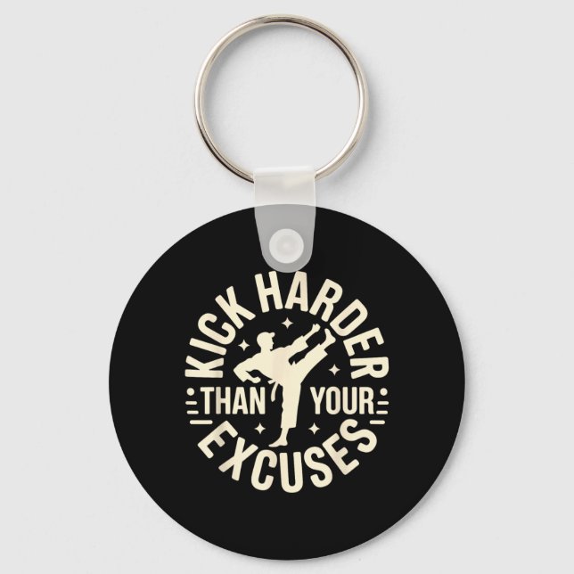 Porte-clés Frappe plus fort que les excuses Taekwondo Karaté  (Recto)