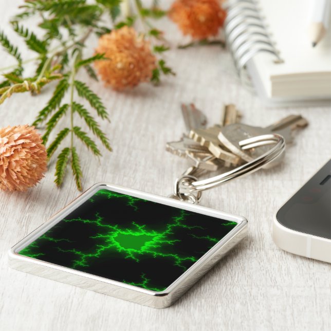 Porte-clés Frappes de foudre verte Alien en Pitch noir (Côté)