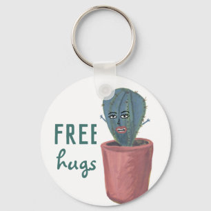 PORTE-CLÉS FREE HUGS CRAZY CACTUS LADY