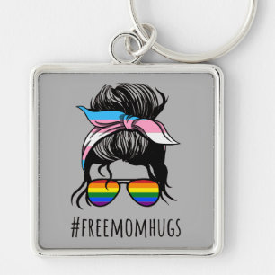 Porte-clés Free Mom Hugs IV - Arc-en-ciel Gay Trans messy bun
