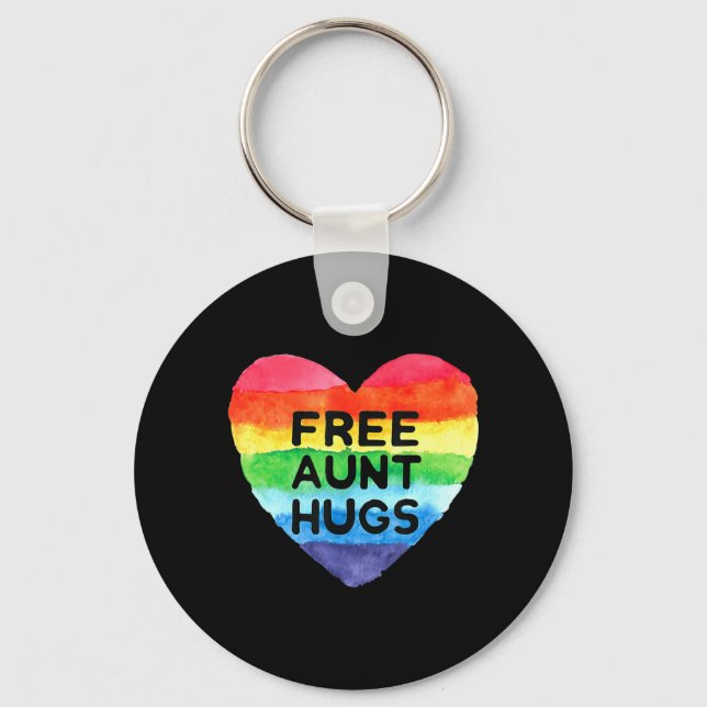 Porte-clés Free Tante Hugs LGBT Flag Fierté Mois de sensibili (Recto)