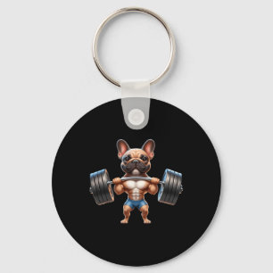 Porte-clés French Bulldog Gym Frenchie Weightlifter Bodybuild