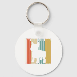 Porte-clés French Bulldog Retro 1970 Cadeau pour maman Amoure