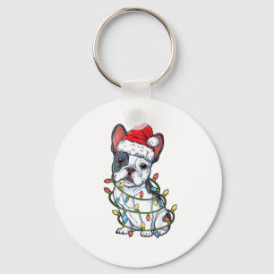 Porte-clés French Bulldog Santa Christmas Tree Lights Xmas Bo