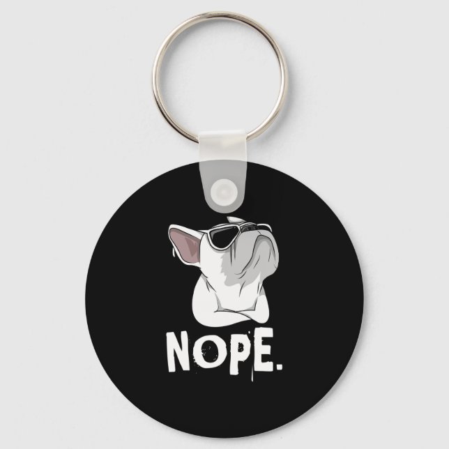 Porte-clés Frenchie Bouledogue Français Blanc  (Recto)