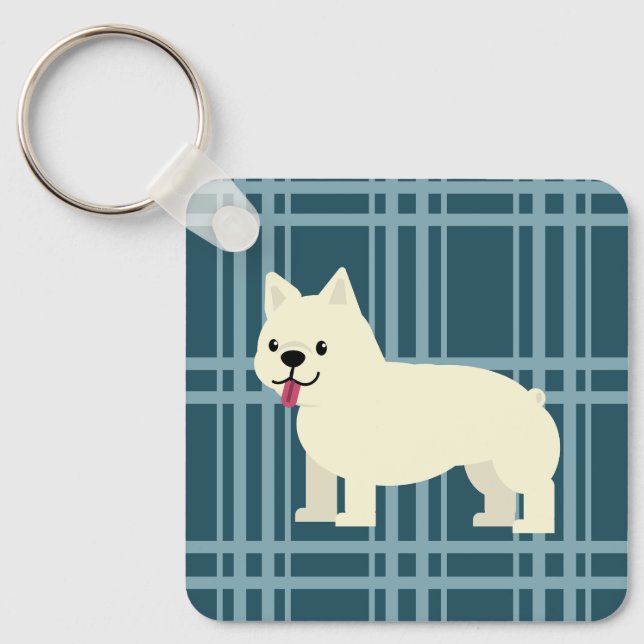 Porte-clés Frenchie Plaid Blue (Recto)