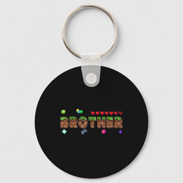 Porte-clés Frère du garçon d'anniversaire Pixel Game Matching (Recto)