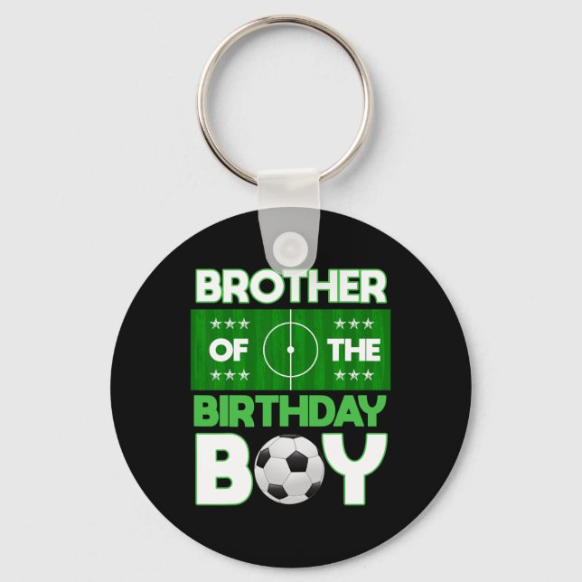 Porte-clés Frère du garçon de la fête d'anniversaire de footb (Recto)