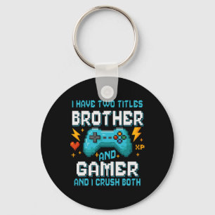 Porte-clés Frère et joueur Console Pixel Joueur de jeu vidéo 