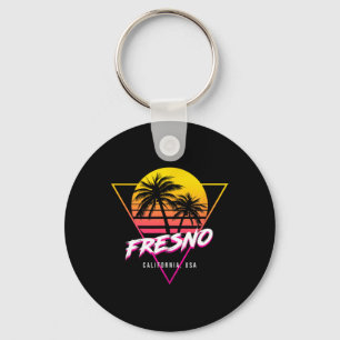 Porte-clés Fresno Californie Palmiers États-Unis Surf Rétro S