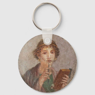 Porte-clés Fresque romaine Pompéi Sappho Girl Tablet & Stylus
