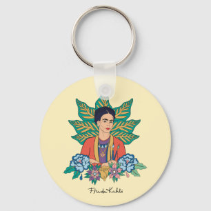 Porte-clés Frida Kahlo Graphisme floral coloré