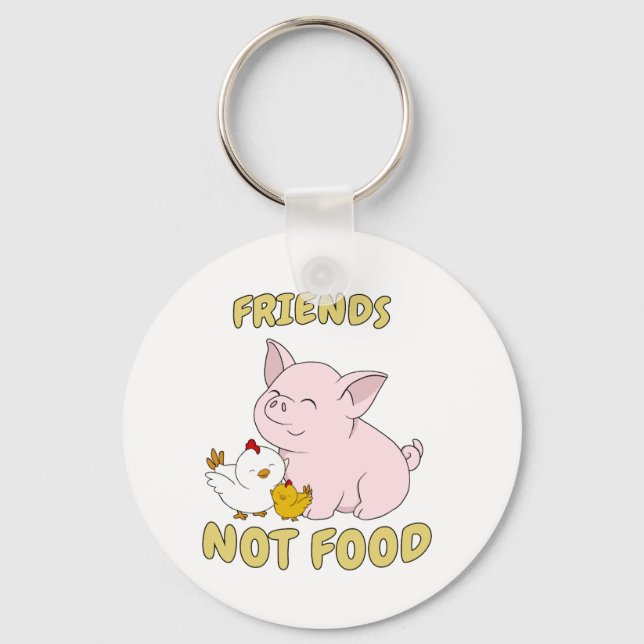 Porte-clés Friends Not Food - Cute Pig and Chicken (Recto)