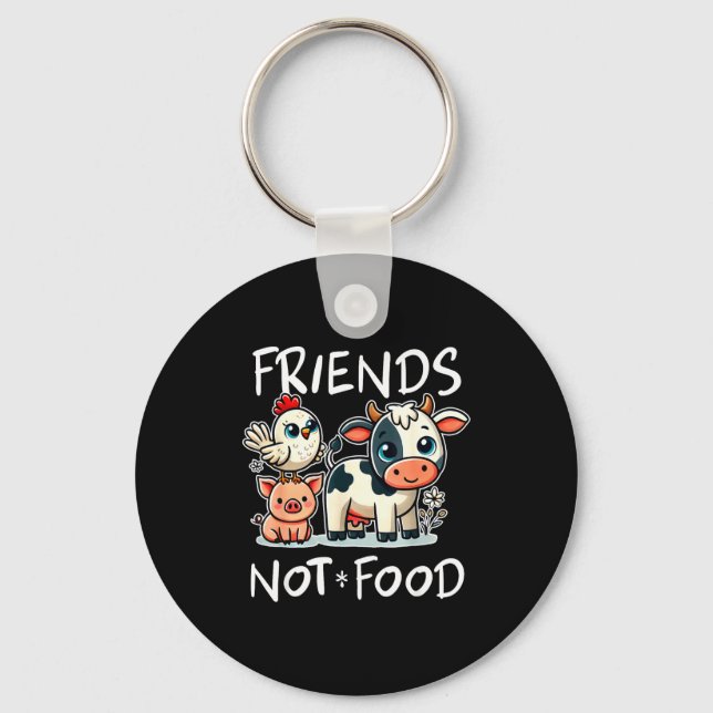 Porte-clés Friends Not Food Funny Vegan Vegetarian Cute Anima (Recto)