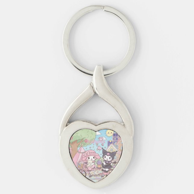 Porte-clés friendship keychains my melody and kuromi cute (Devant)