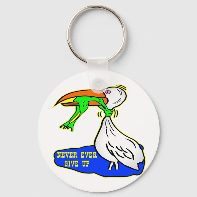 Porte-clés Frog Choquant Oiseau jamais renoncer (Recto)