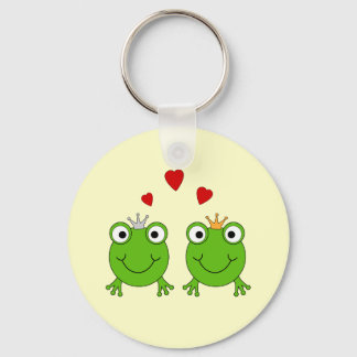 Porte-clés Frog Princess and Frog Prince, with hearts.