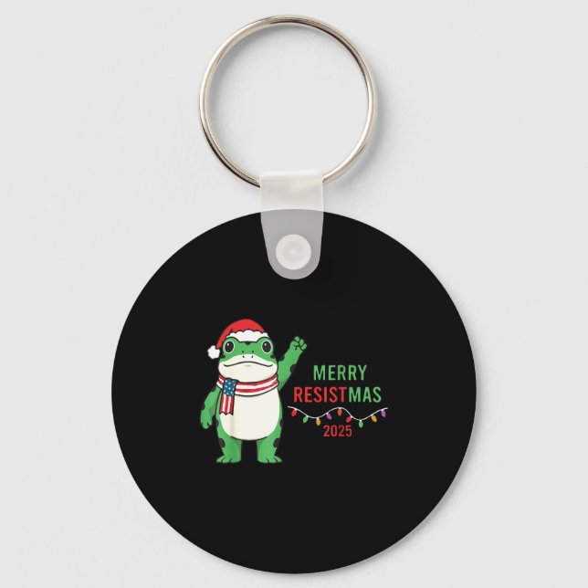 Porte-clés Frog Retro Merry Resistmas Funny Litical Christmas (Recto)