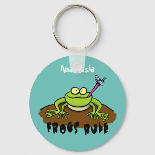 Porte-clés Frogs rule funny green frog cartoon