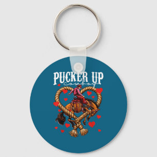 Porte-clés Fronce les lèvres cowboy drôle saint-valentin amou