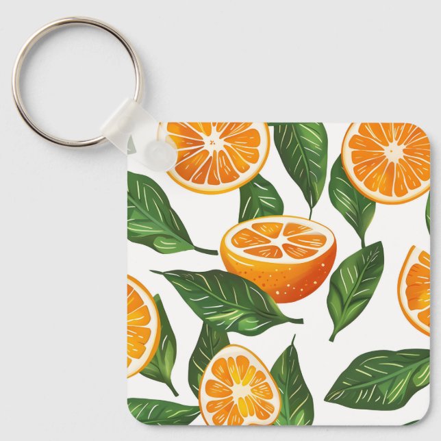 Porte-clés Fruit Botanique Orange Citrus Sans Couture (Recto)