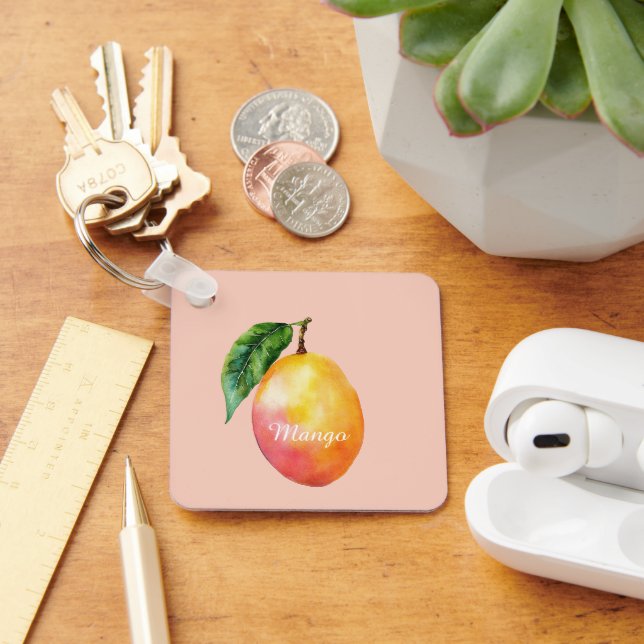 Porte-clés Fruit de mangue jaune rose (Bureau)