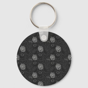 Porte-clés Fruit sans couture motif noir et blanc Tropical
